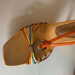 BCBG strappy colorful sandals heels orange